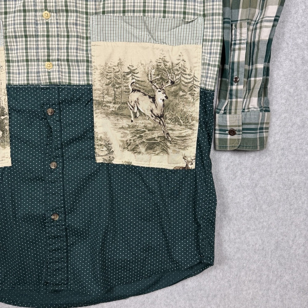 LL Bean Signature Slim Fit LT Deer Patchwork Plaid Cotton Button-Up Shirt Farm - Picture 2 of 16